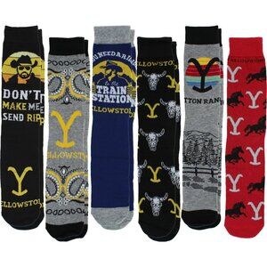 Yellowstone Men's Casual Crew Socks, 6-Pack, Size 8-12